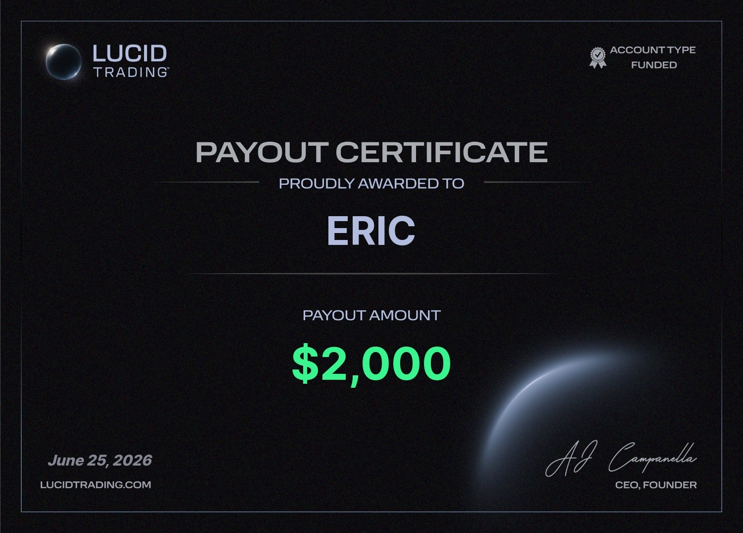 $2 000 — Eric · Lucid Trading